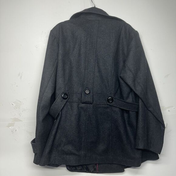 Fashion Bug Women’s 1X Peacoat Jacket Gray Wool Blend Double Breasted - Picture 12 of 12
